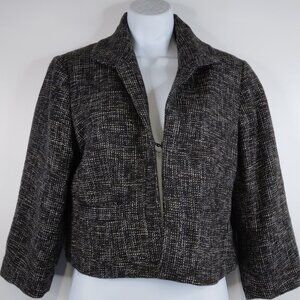 Allegory Anthropologie Wool Blend Black and Ivory Cropped Jacket Size 4
